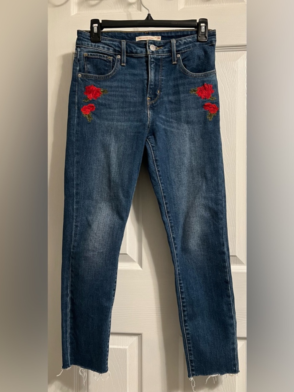 Levi’s 721 Jeans with Red Rose Embroidery